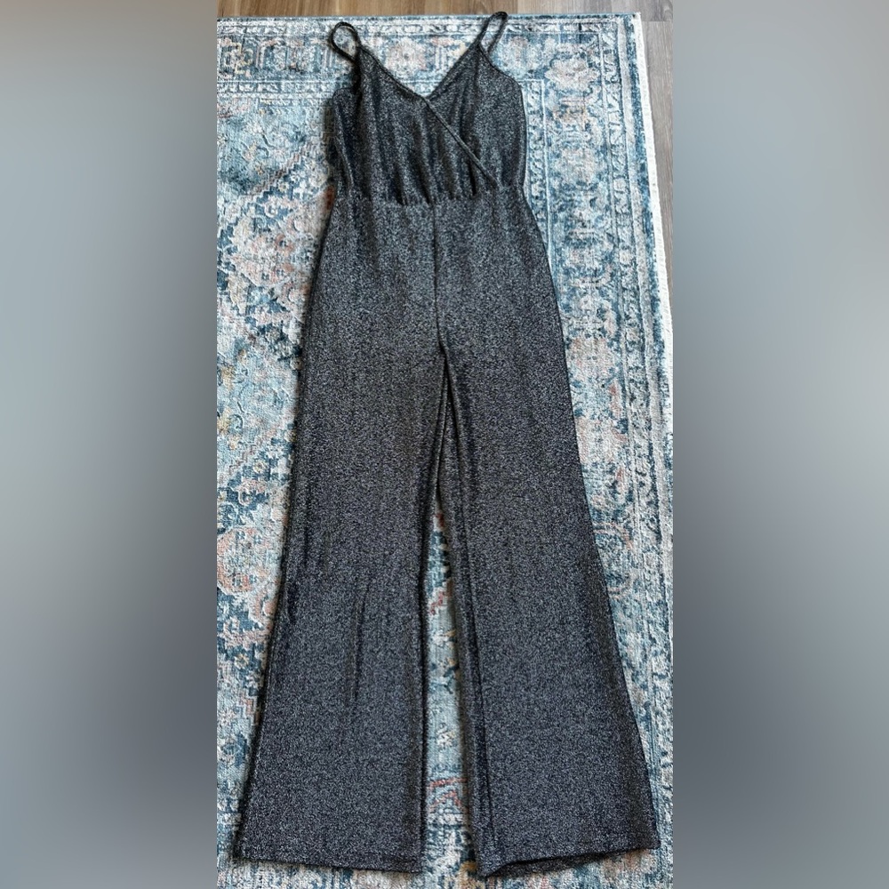 SHEIN Black Wide Leg Pants with Shimmer